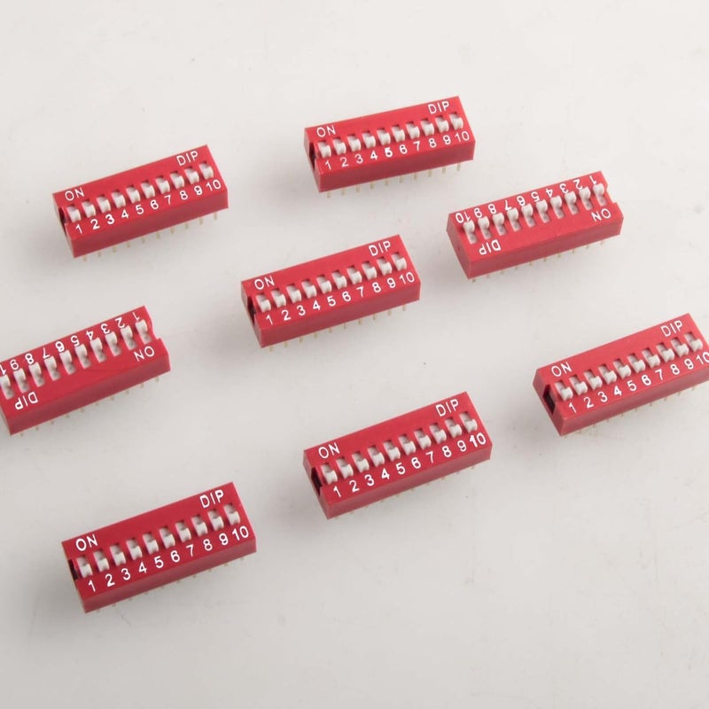 Juasky 20pcs Slide Type Dip Switch Double,10 Position Double Row Slide Type Switch 2.54mm PCB Mountable On Off Toggle Switches for Circuit,Breadboard - Image 5
